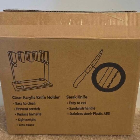 Steak Knives Set of 8 and Acrylic Holder - Picture 6 of 9